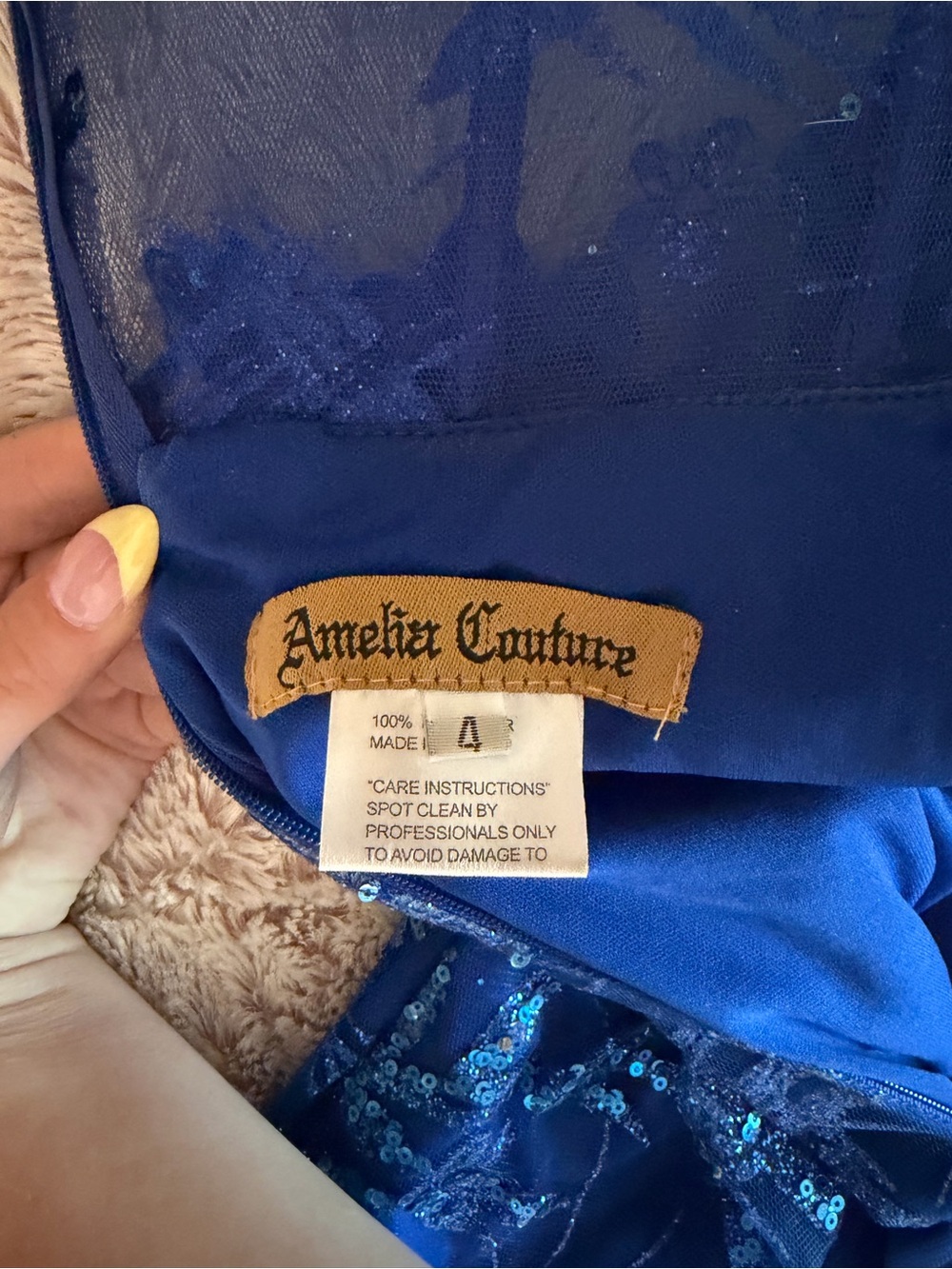 Amelia Couture Royal Blue Sequin Lace Evening Dress